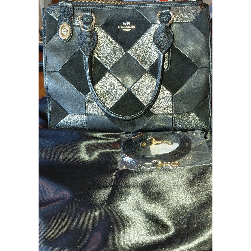 Coach Crosby Black Grey TRAPEZE Patchwork Leather Suede Xbody Rare Gorgeous/NEW